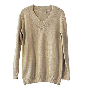 NEW One Grey Day Danny V Neck Long Sweater in Cream Sz. M